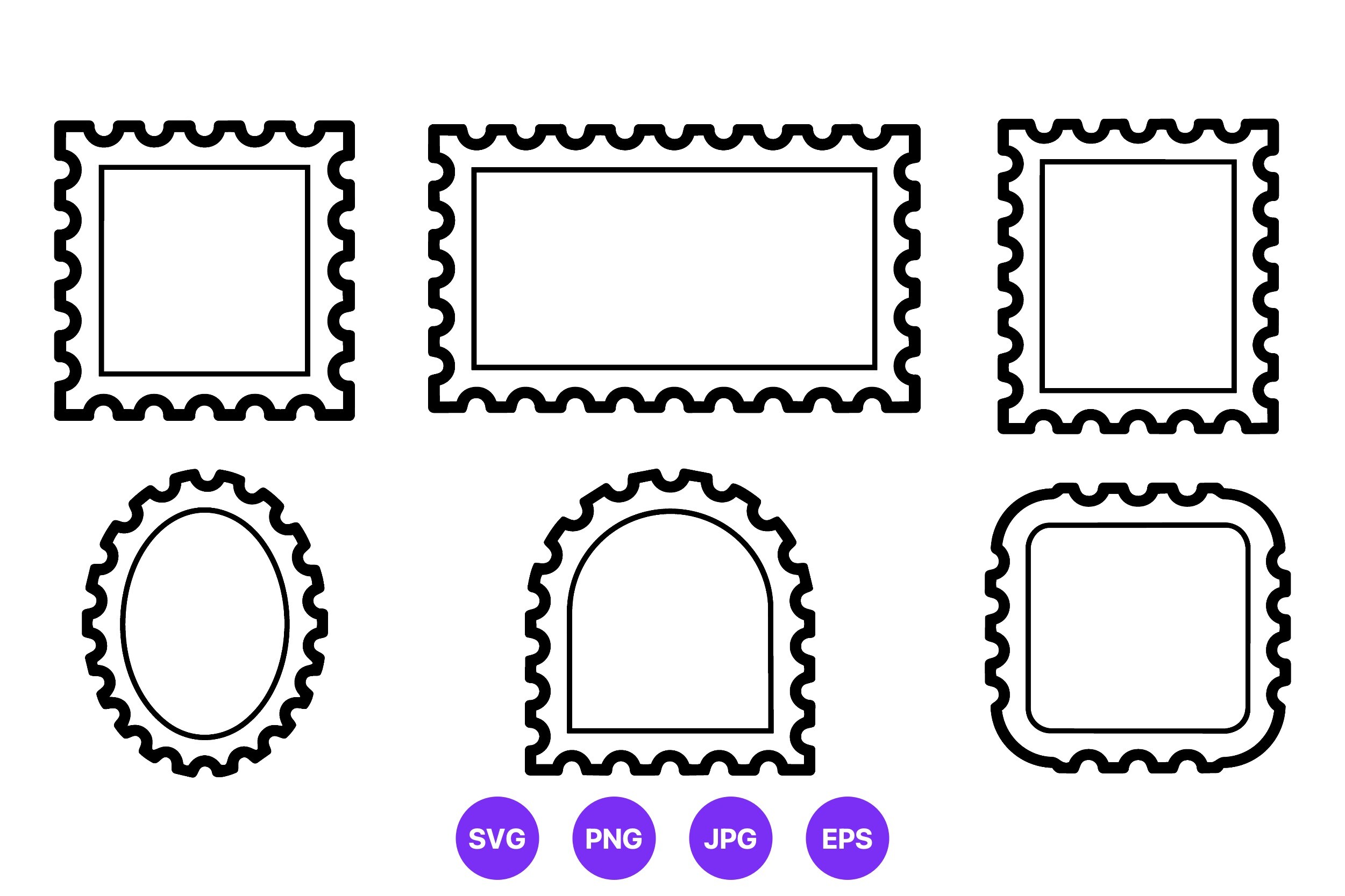 Stamp Frame Outline Shapes Collection