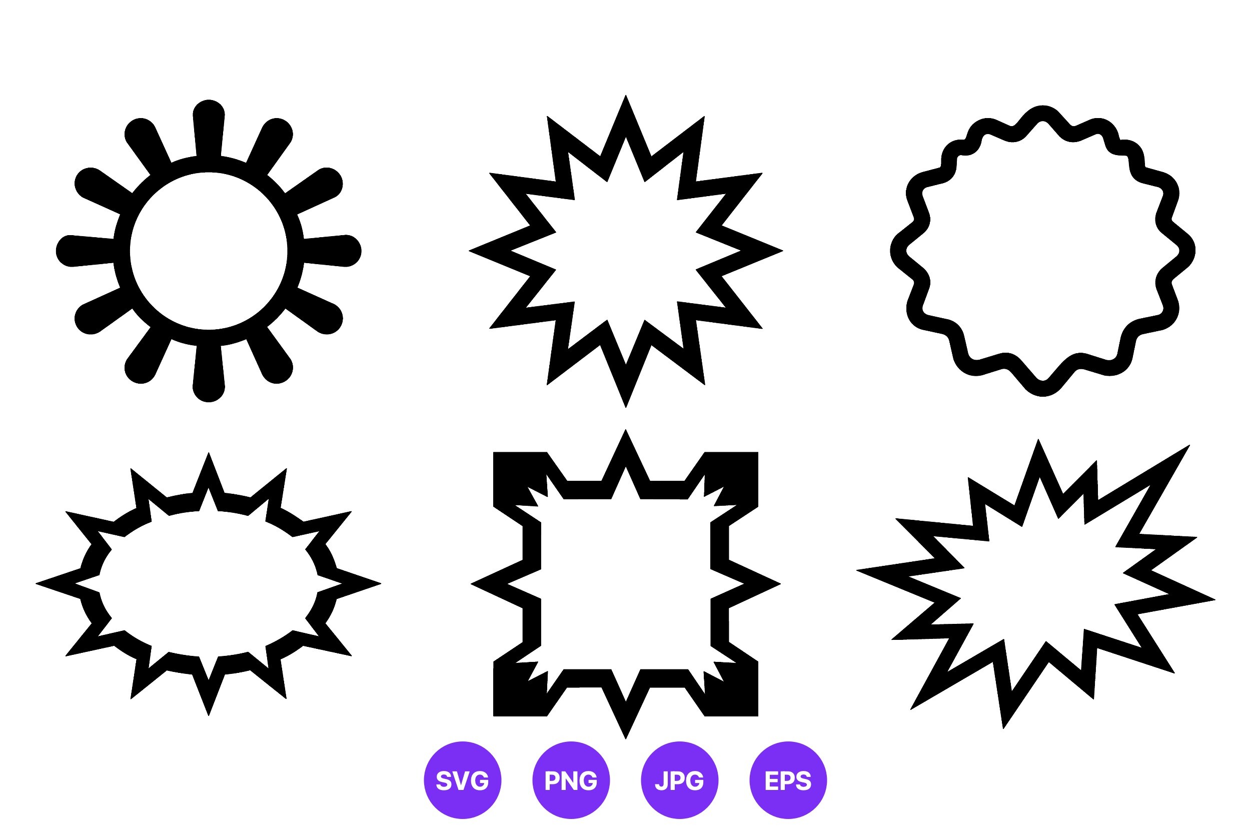 Starburst and Sunburst Vector Shapes