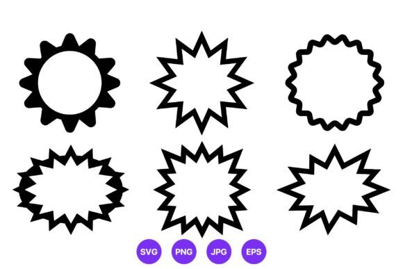 Sunburst Jagged Edge Shapes Vector Art