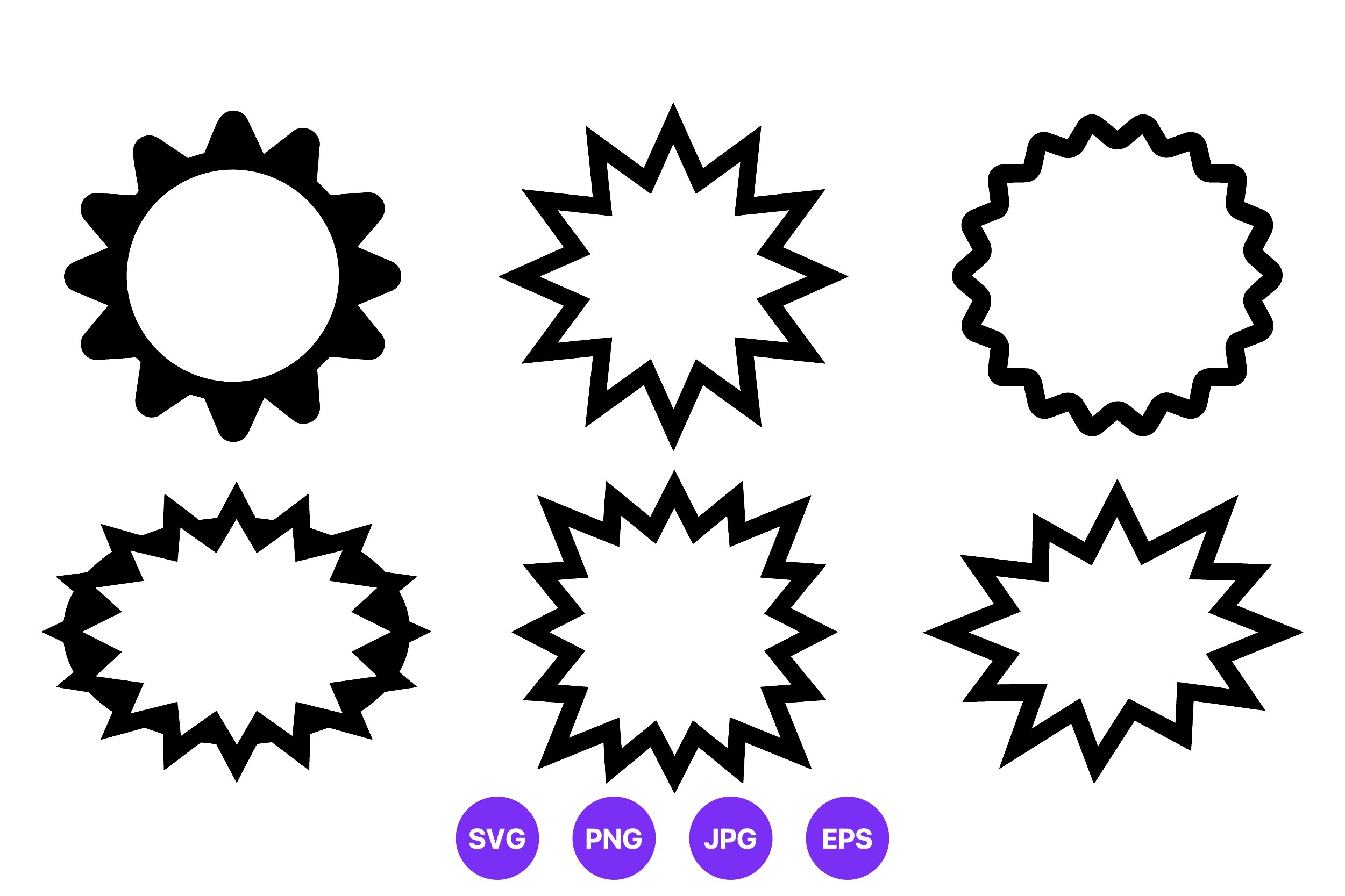 Sunburst Jagged Edge Shapes Vector Art