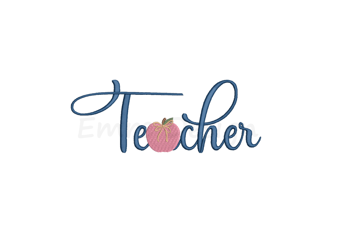 Teacher Apple Embroidery Design