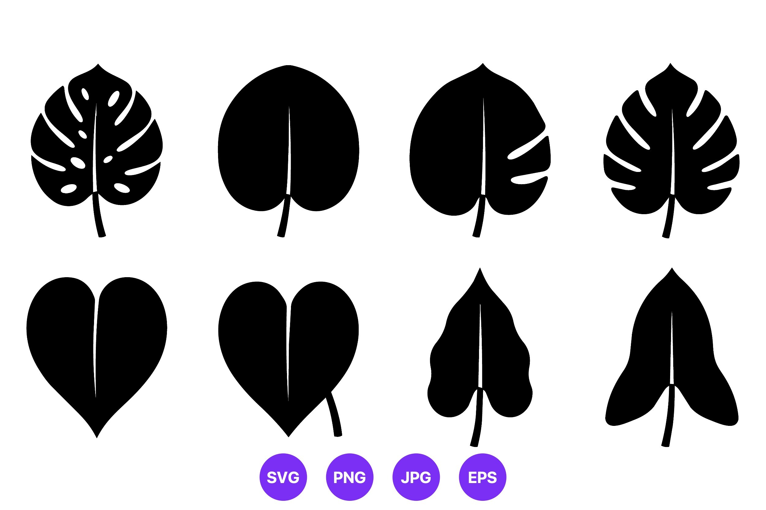 Tropical Leaf Silhouettes Vector