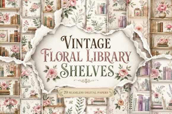 Vintage Floral Library Shelves – Pattern