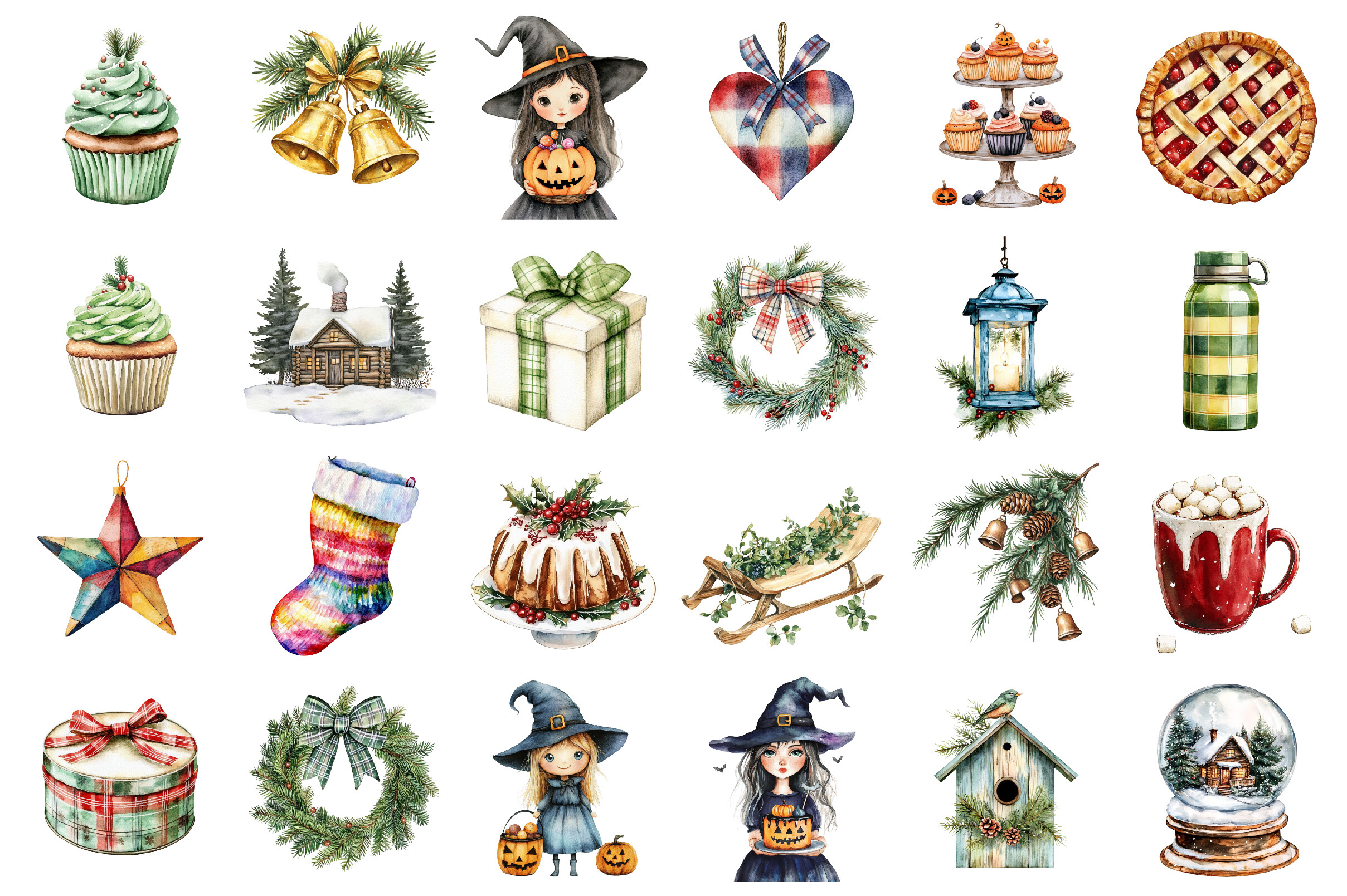 Watercolor Neutral Christmas Clipart - photo 2
