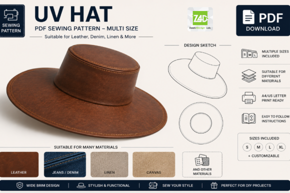 Wide Brim UV Hat Sewing Pattern PDF