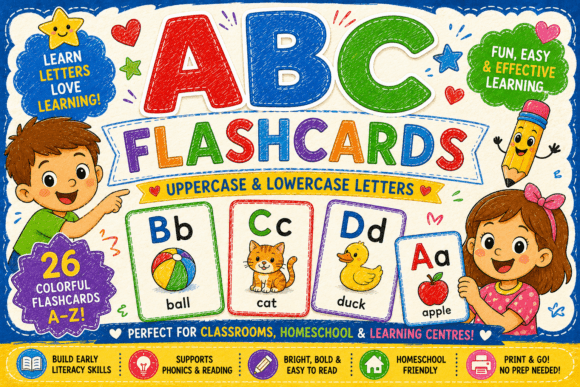 Alphabet and Phonics Flashcards Graphic by sorawadee · Creative Fabrica