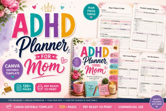 ADHD Planner for Moms | Canva Template