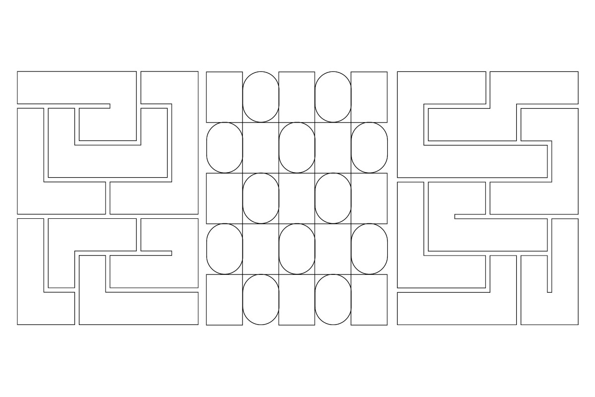 Abstract Geometric Maze and Oval Pattern