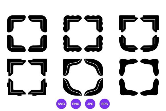 Abstract Black Corner Frame Set Vector