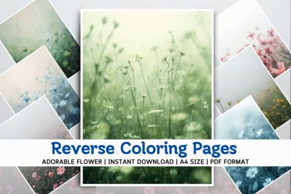 Adorable Flowers Reverse Coloring Pages