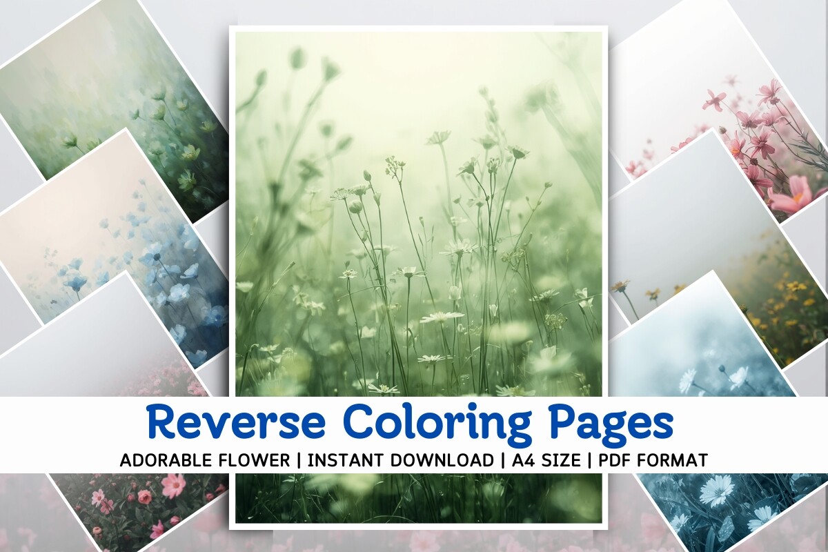 Adorable Flowers Reverse Coloring Pages