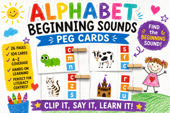 Alphabet Beginning Sounds Peg Cards