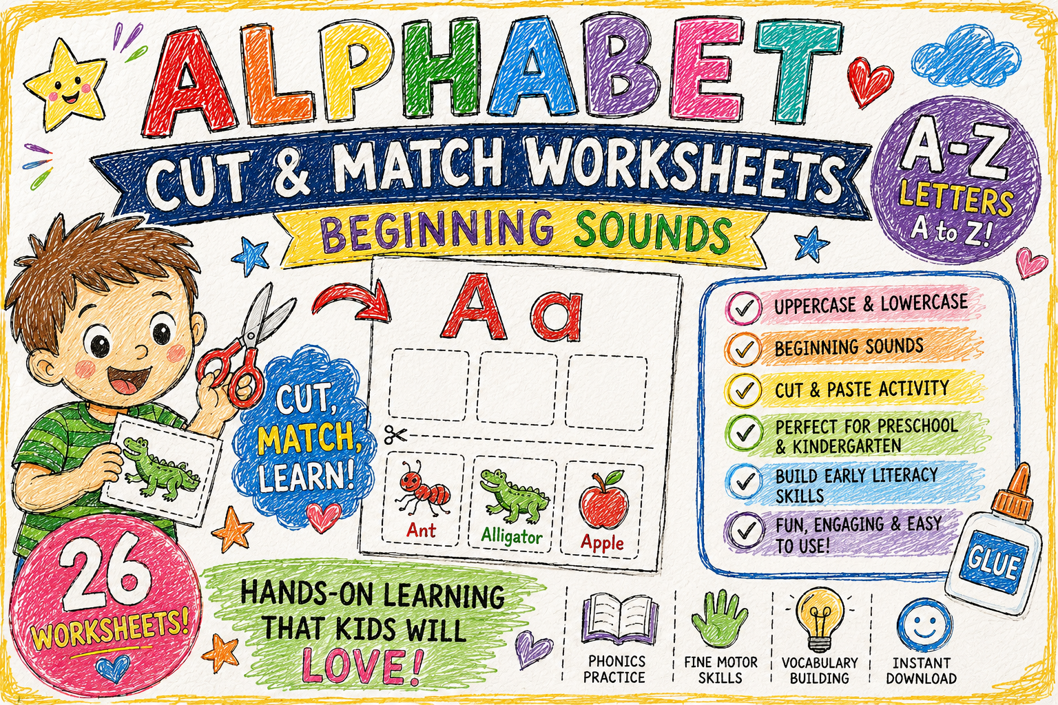 Alphabet Cut & Match Worksheets