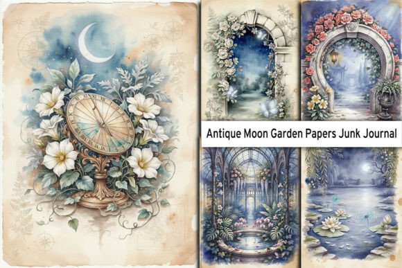 Antique Moon Garden Papers Junk Journals