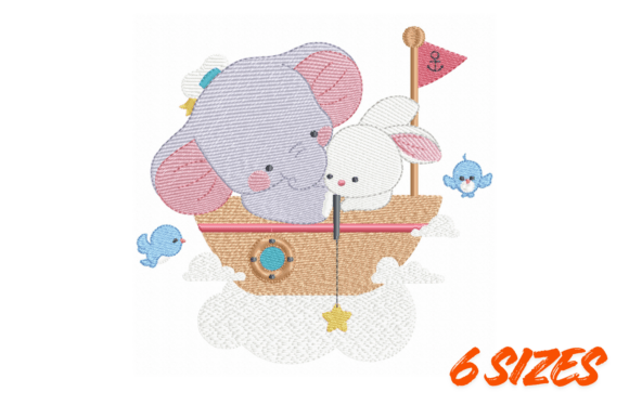 Baby Elephant Bunny Boat Embroidery Set