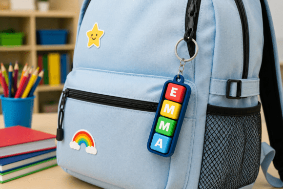 3D Printable Swappable Name Tag Keychain System | Back to School Organizer - Image 9