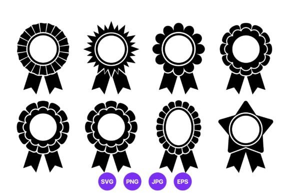 Black Award Ribbon Silhouettes Vector