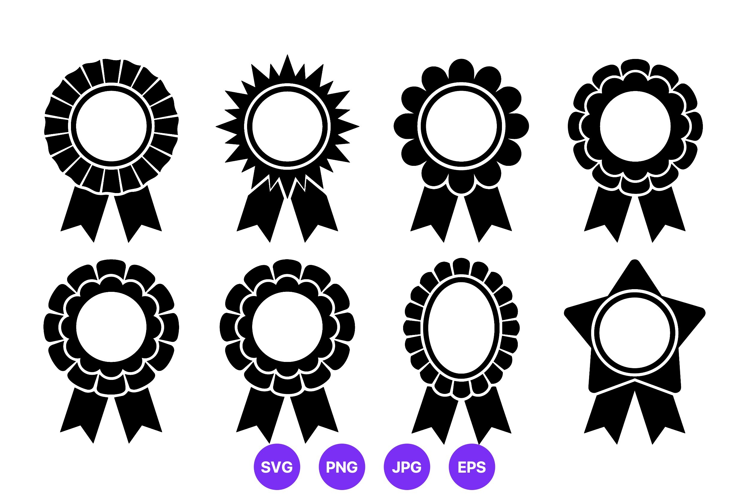 Black Award Ribbon Silhouettes Vector