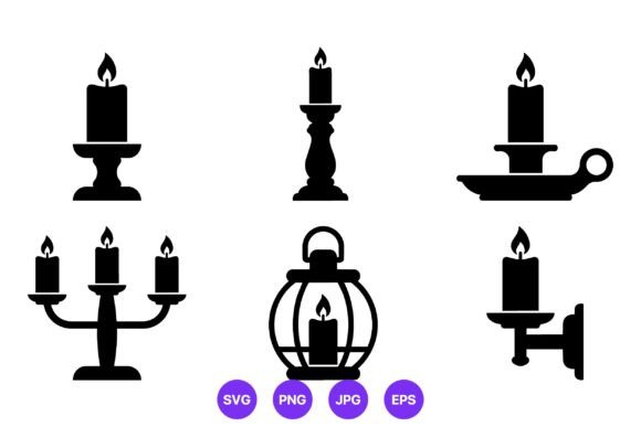 Black Candle Holders Silhouettes