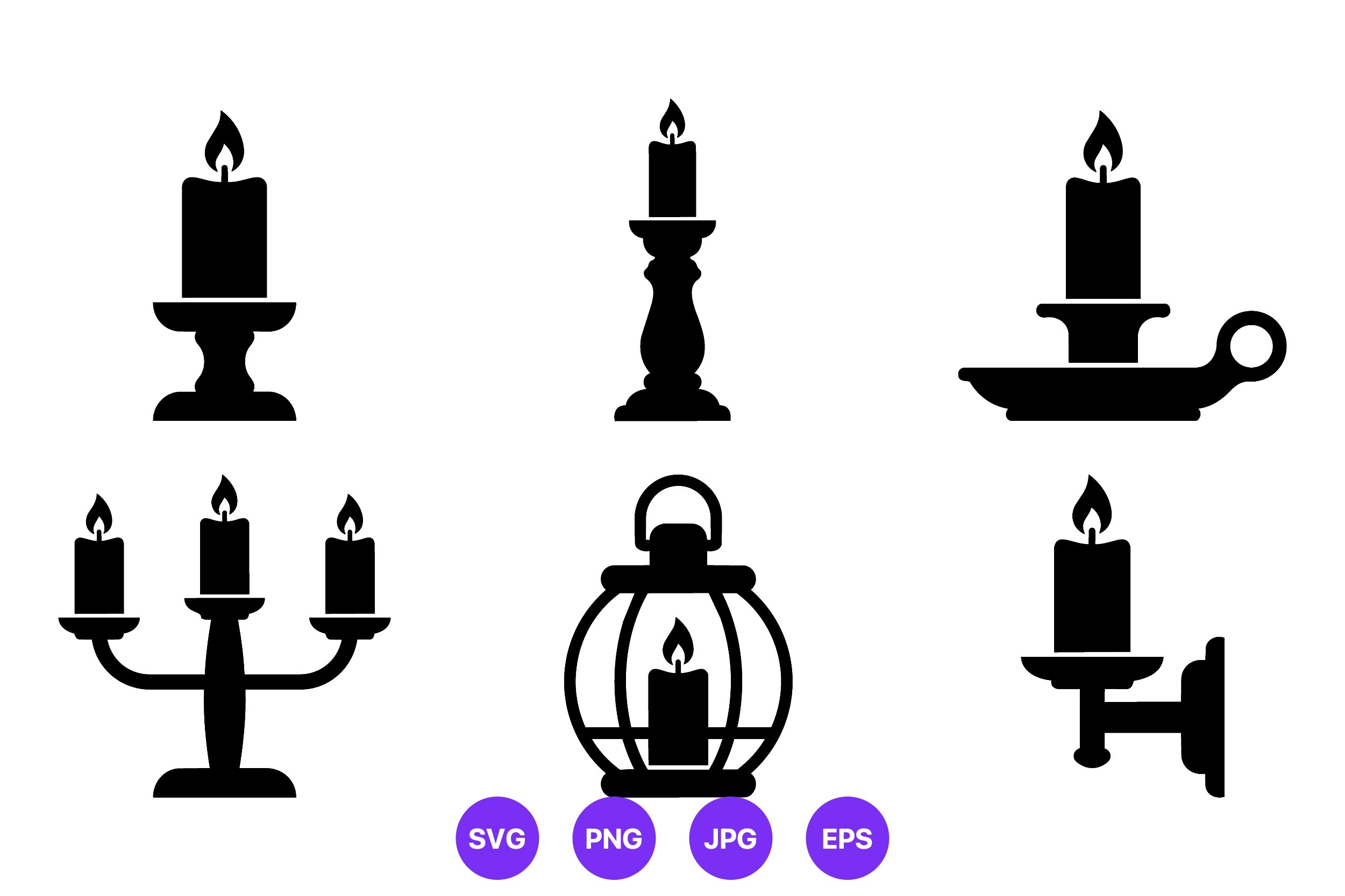 Black Candle Holders Silhouettes