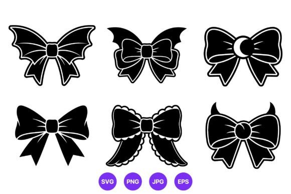 Black Silhouette Bow Vector Set