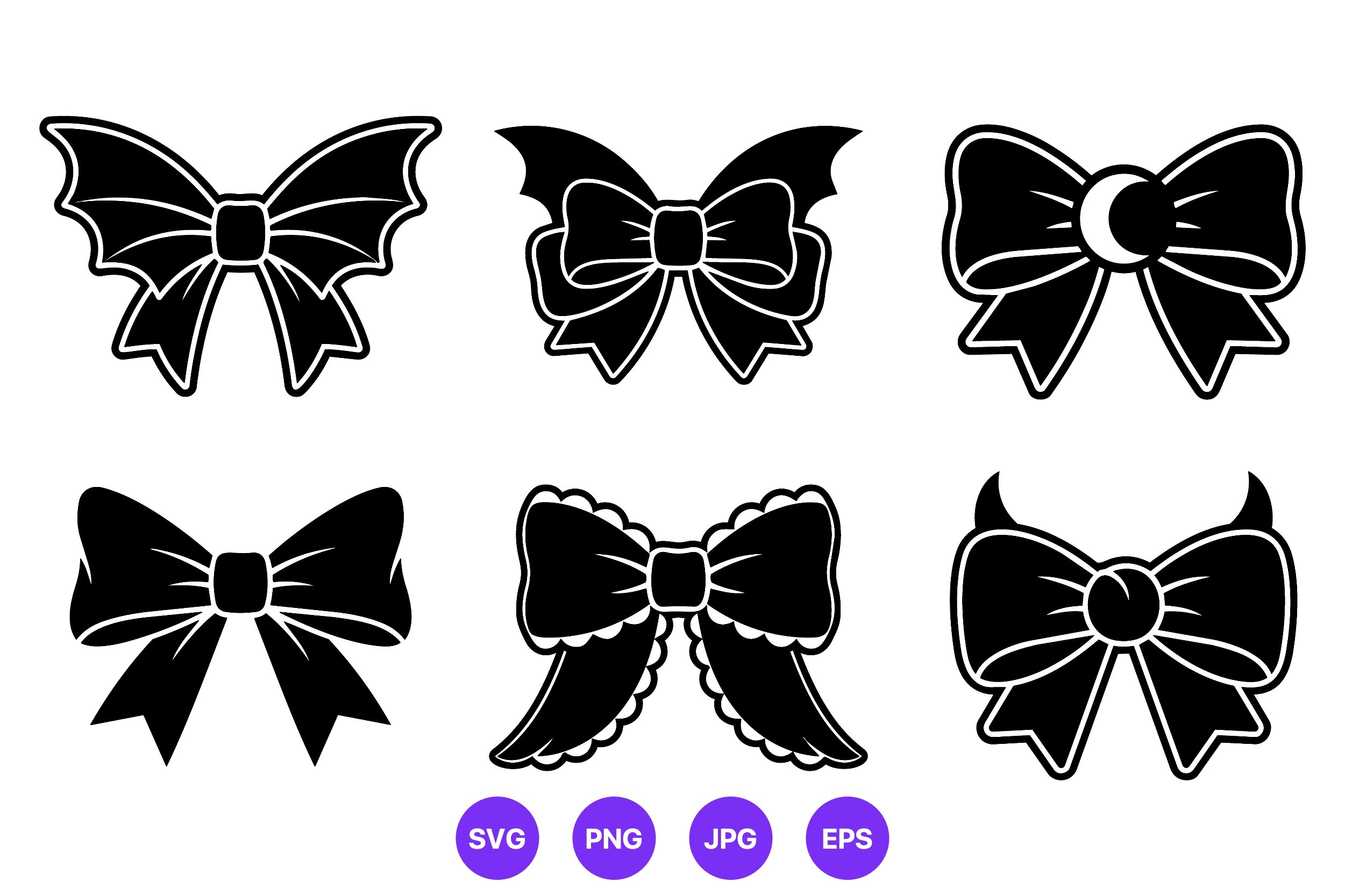 Black Silhouette Bow Vector Set