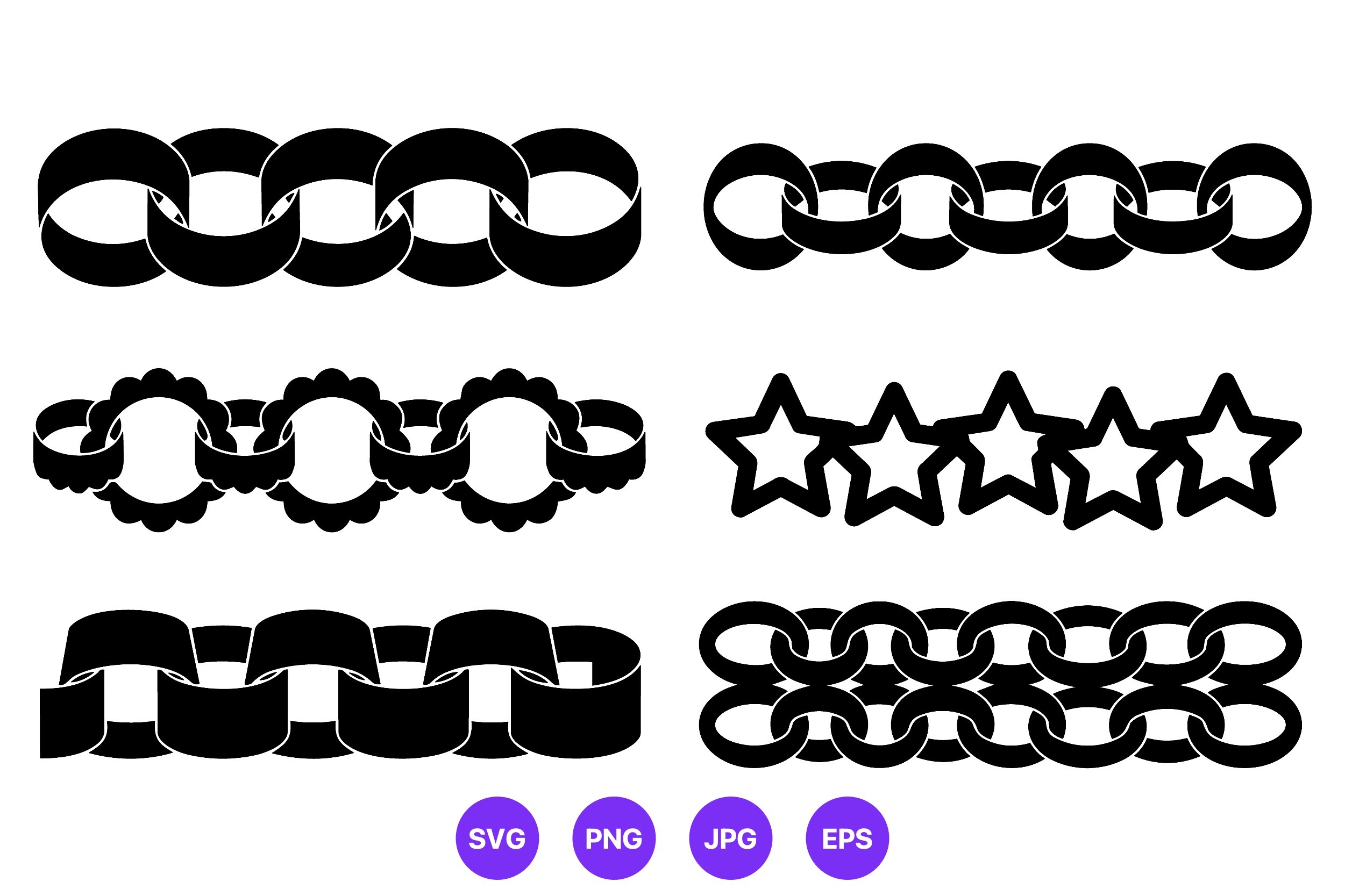 Black Silhouette Chains and Star Icons