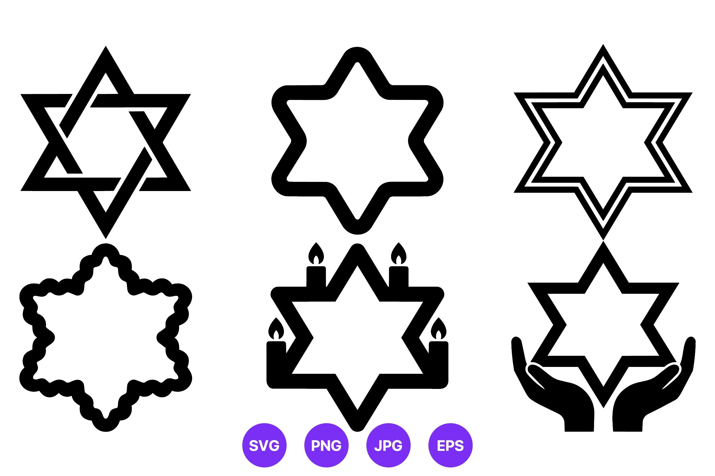 Black and White Six Pointed Star Set