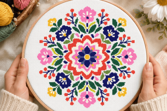 Bloom Berry Mandala Cross Stitch PDF