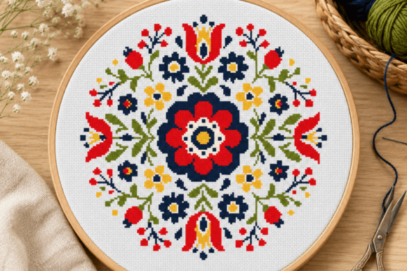 Blossom Garden Mandala Cross Stitch PDF