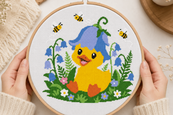 Bluebell Duckling Cross Stitch PDF