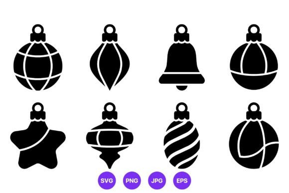Christmas Black Ornament Silhouettes