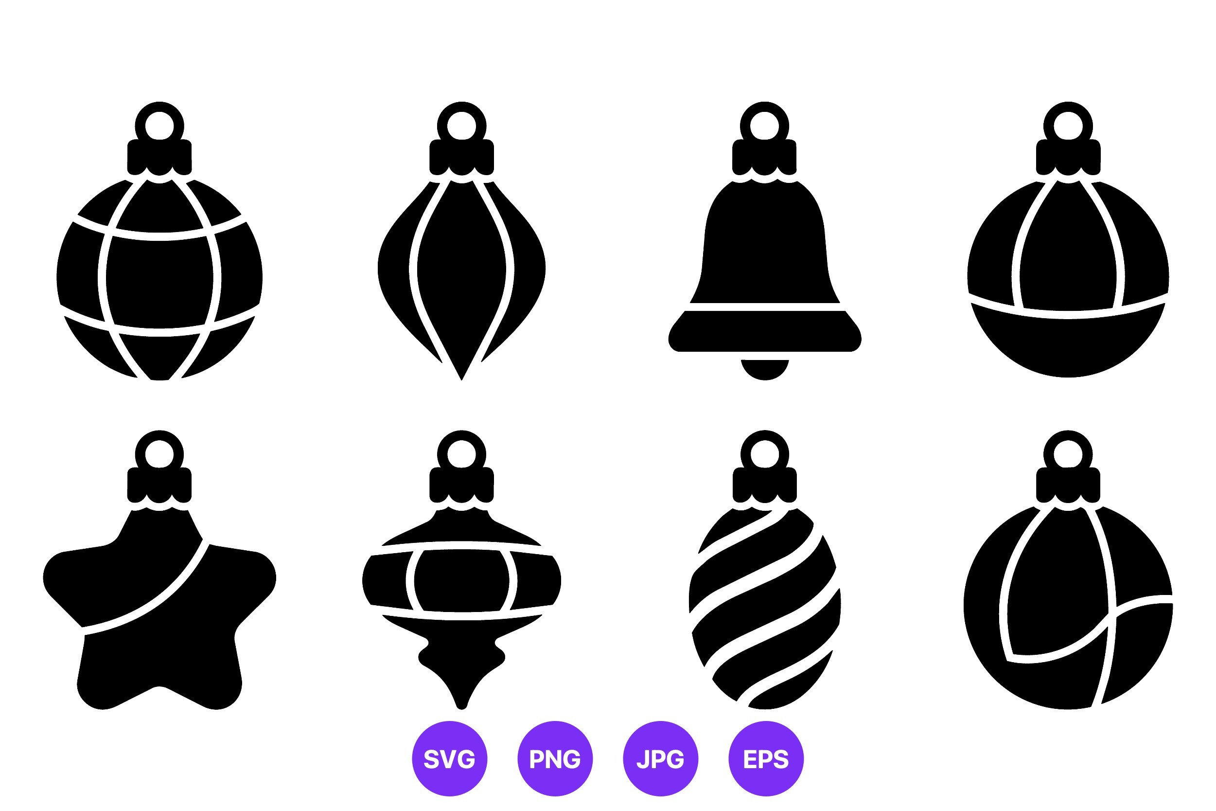 Christmas Black Ornament Silhouettes