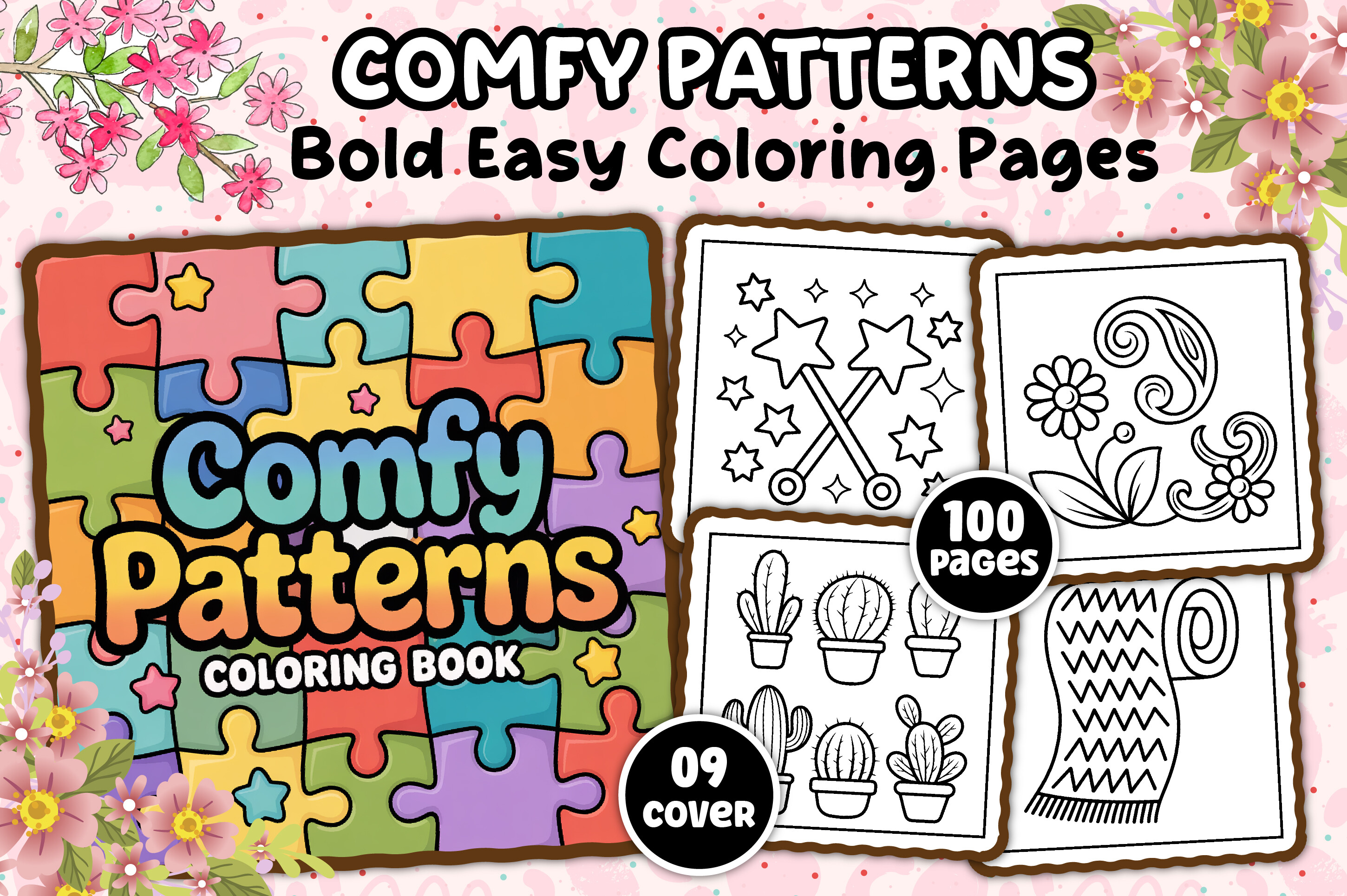 Comfy Patterns Bold Easy Coloring Pages