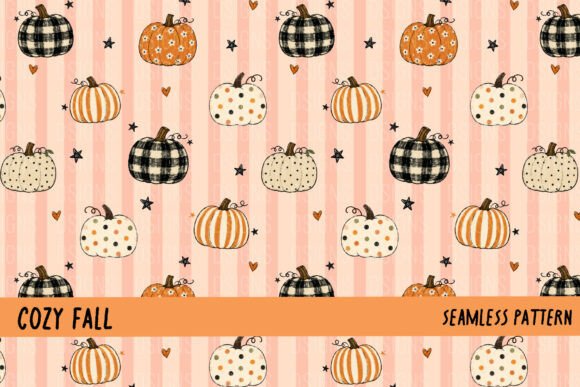 Cozy Fall Hand-Drawn Pumpkin Background