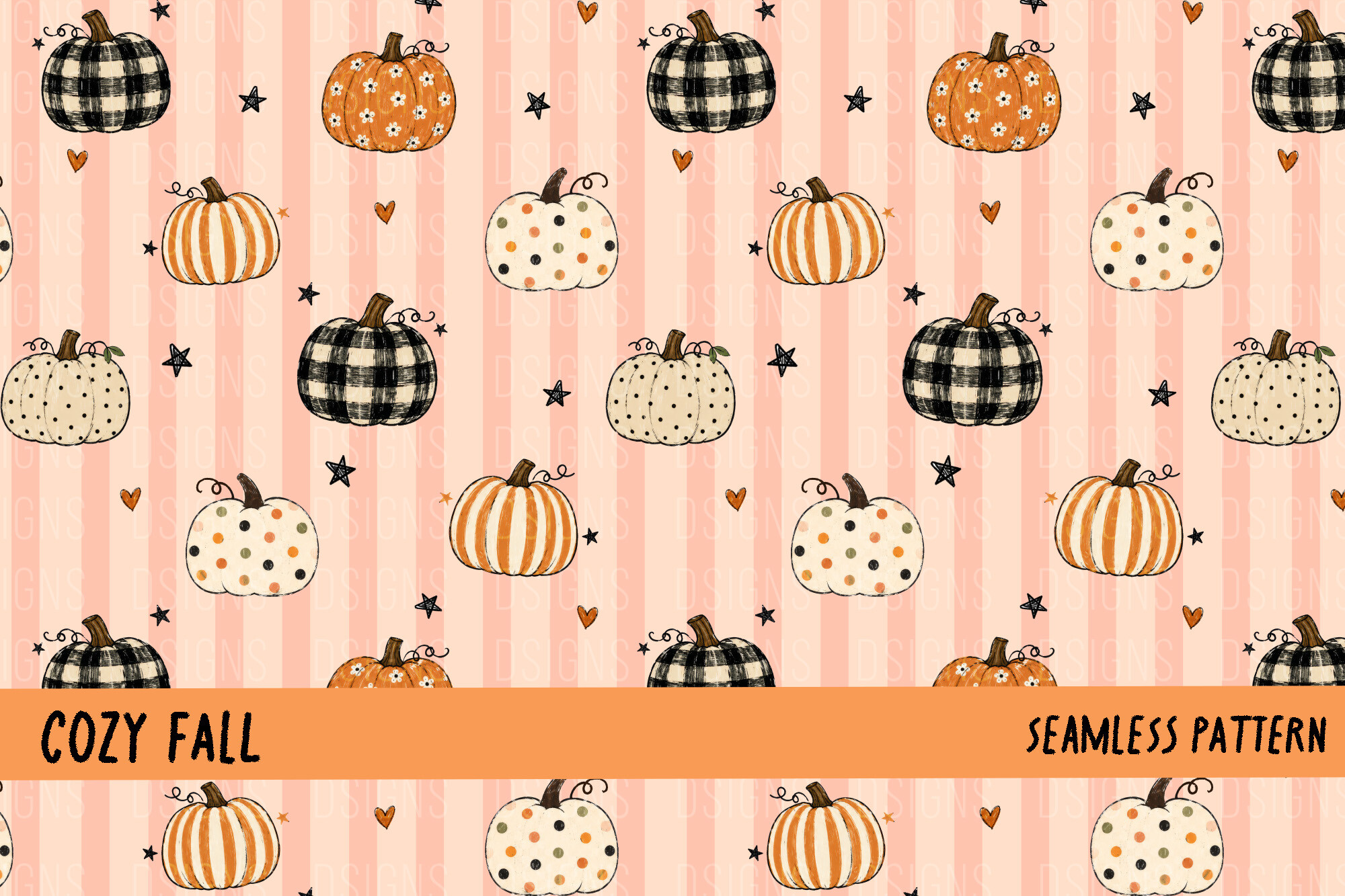 Cozy Fall Hand-Drawn Pumpkin Background