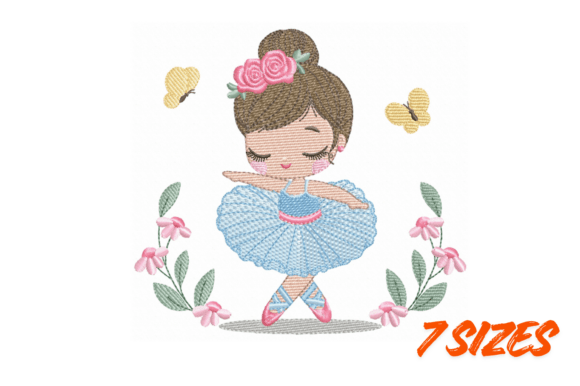 Cute Ballerina Embroidery Design Pattern