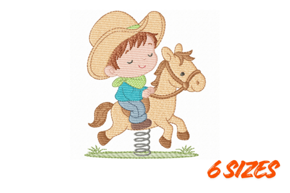 Cute Cowboy Boy Embroidery Design Set