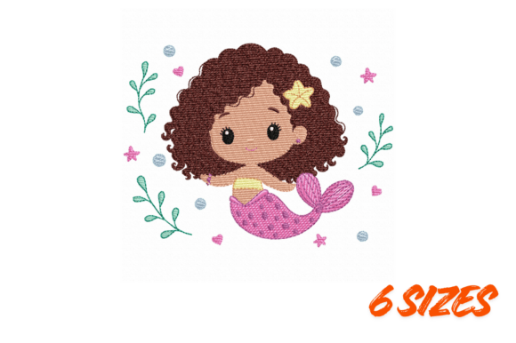 Cute Mermaid Embroidery Design Pattern