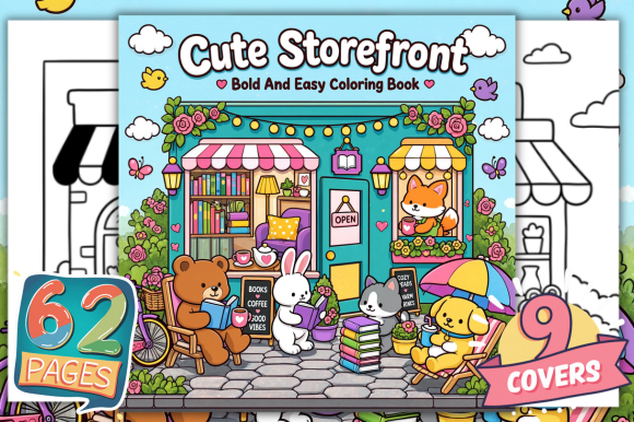 Cute Storefront Coloring Pages Bold Easy