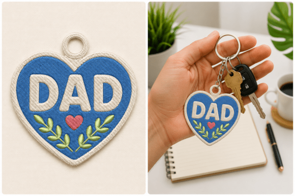 Dad Keychain Embroidery Design