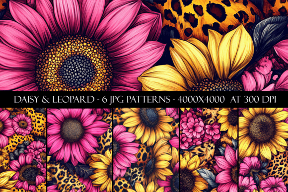 Daisy and Leopard Seamless Patterns