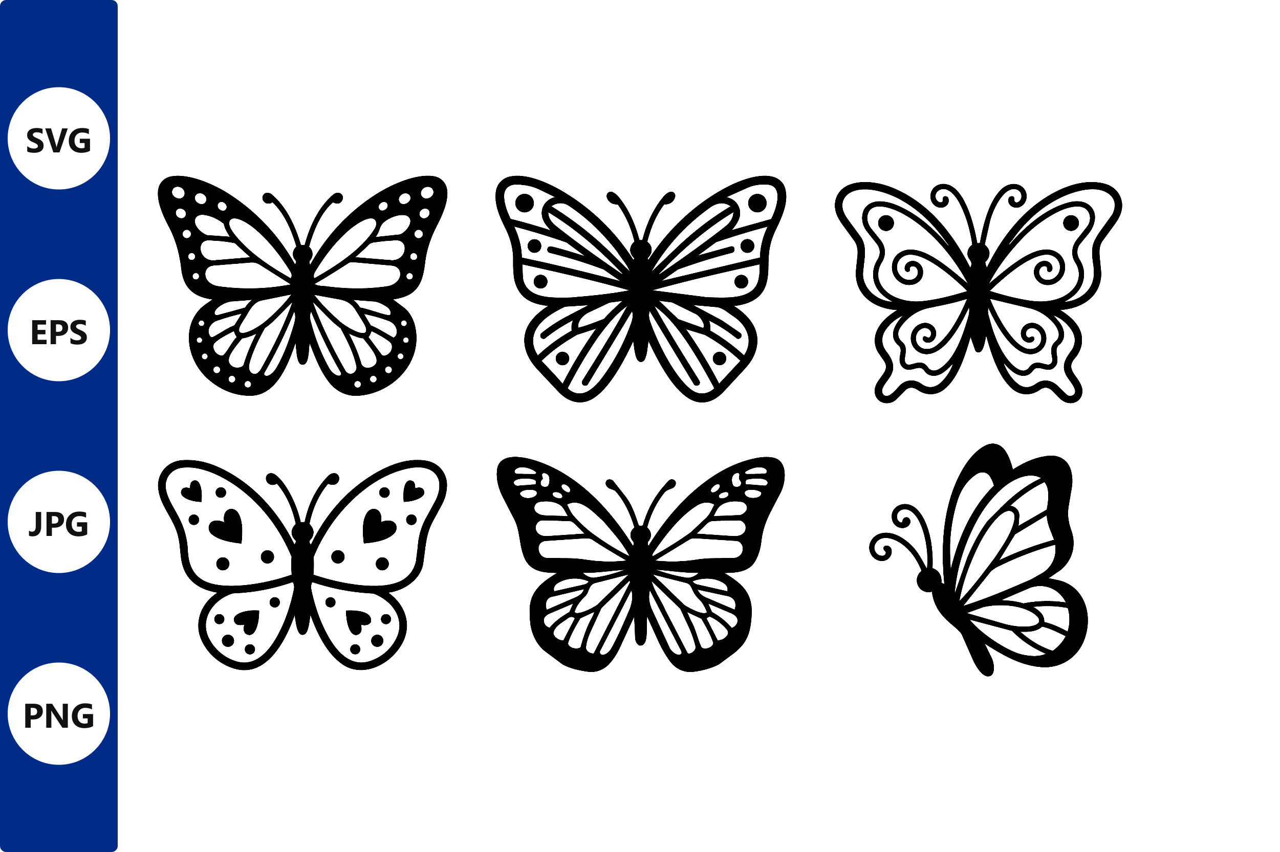 Decorative Black White Butterfly Vector