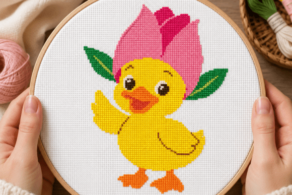 Duckling Tulip Hat Cross Stitch PDF