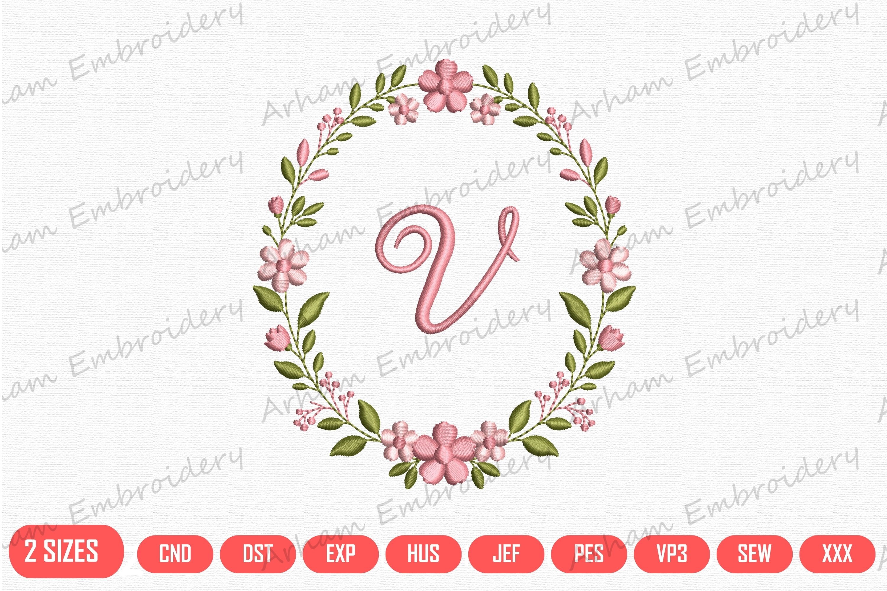 Elegant Floral Monogram Letter V