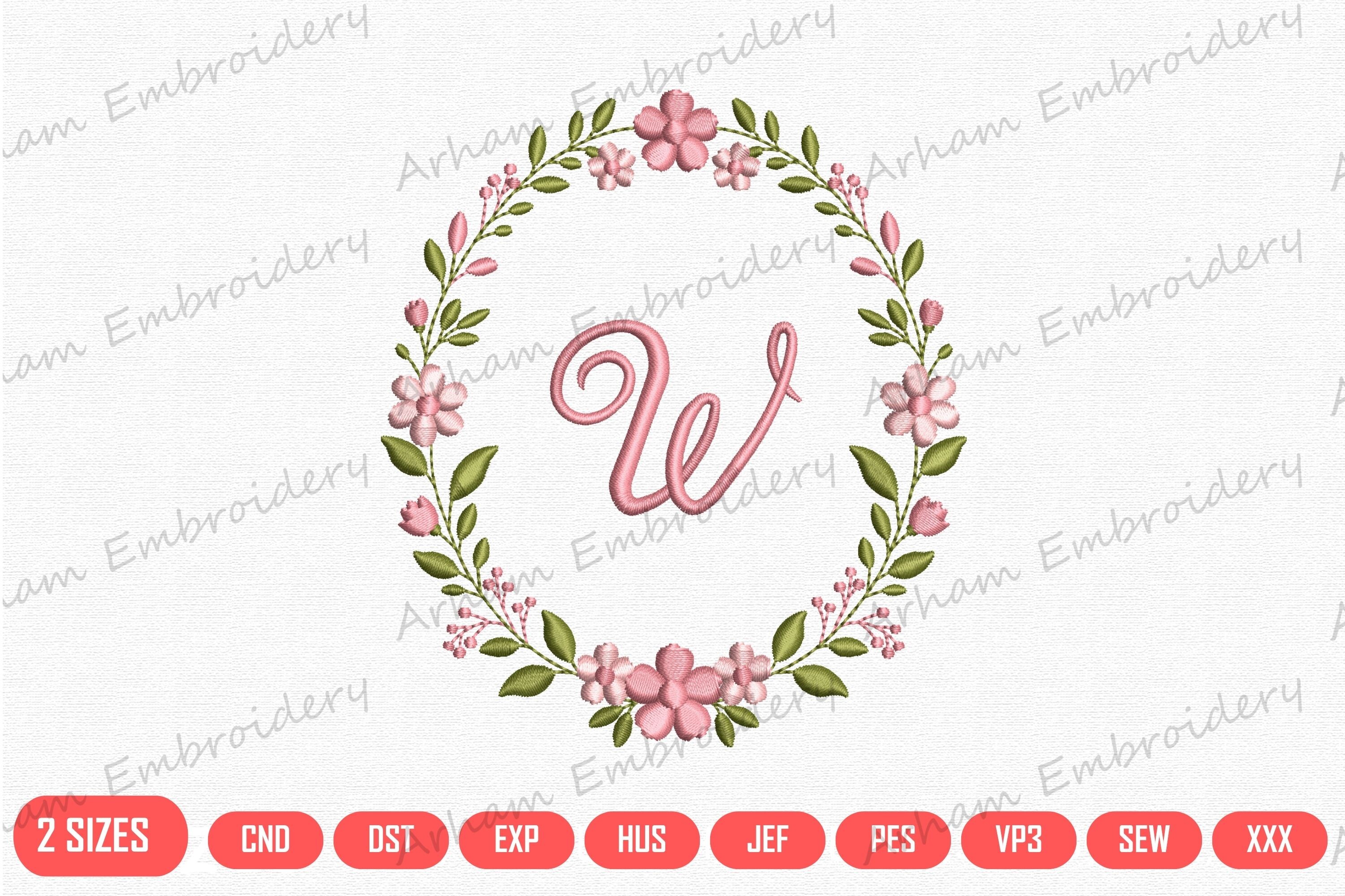 Elegant Floral Monogram Letter W
