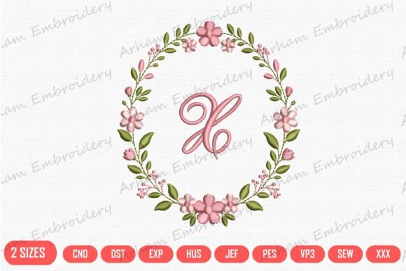 Elegant Floral Monogram Letter X