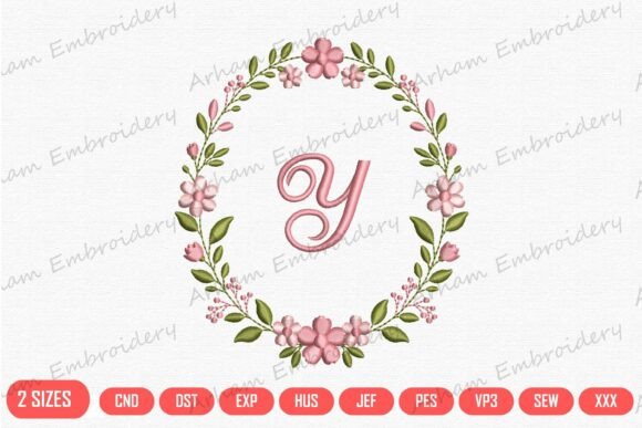 Elegant Floral Monogram Letter Y