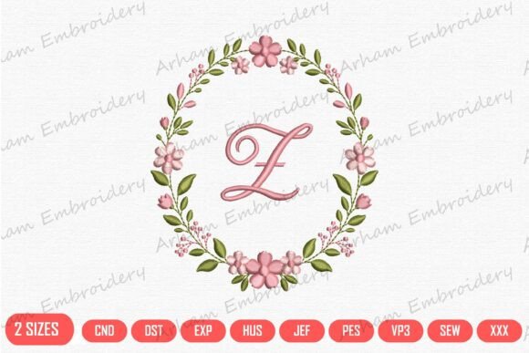 Elegant Floral Monogram Letter Z