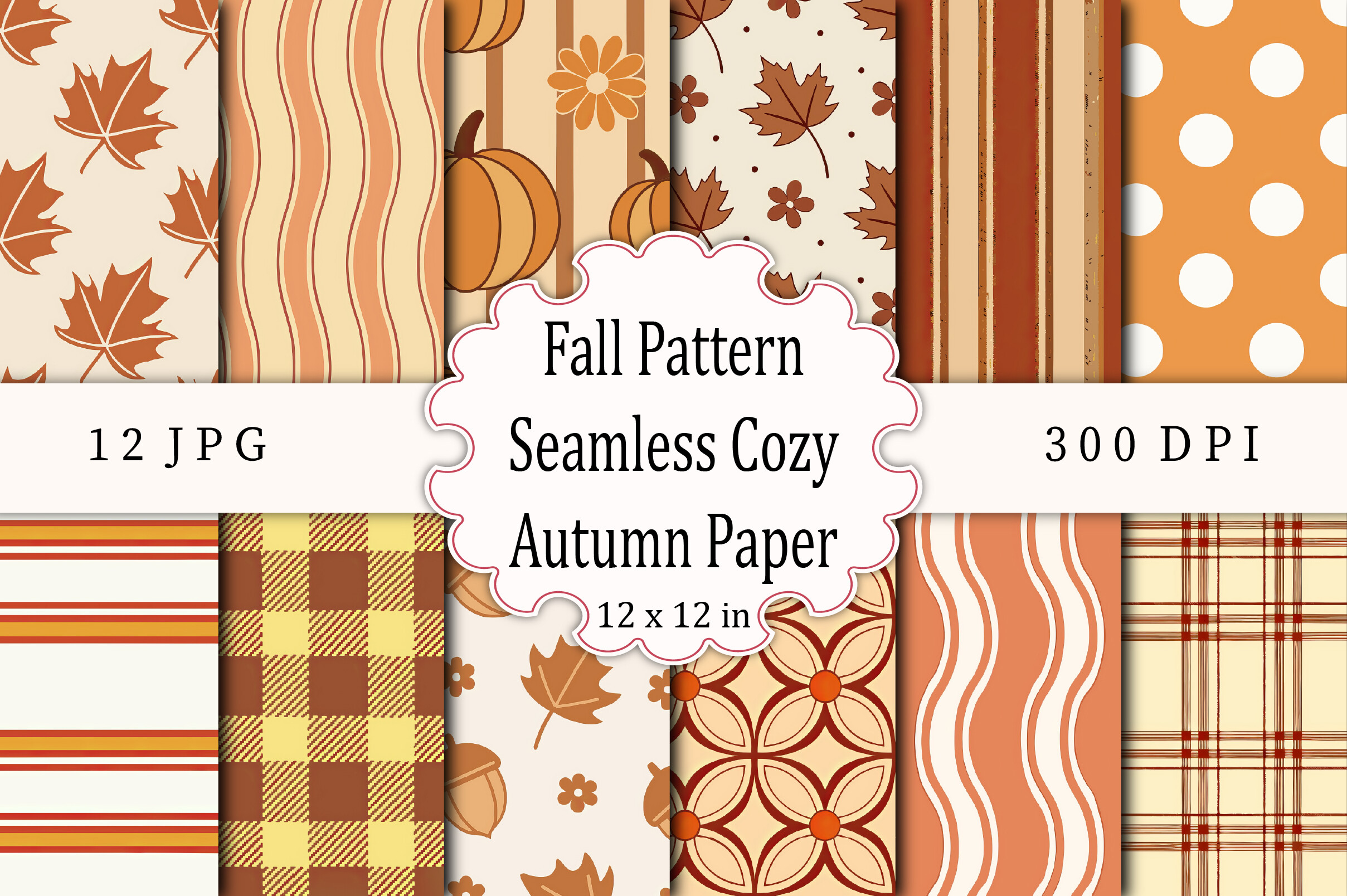 Fall Pattern Seamless Cozy Autumn Paper
